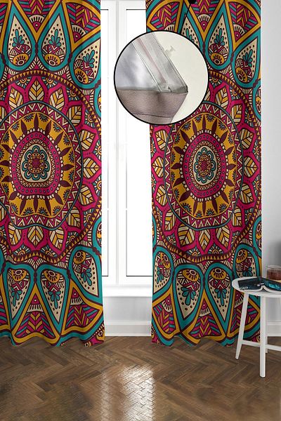 Doruklar Home Collection Blackout Light Proof Blackout High Quality Modern Patterned 2 Blades Background Curtain 140 X 270 Nes Series