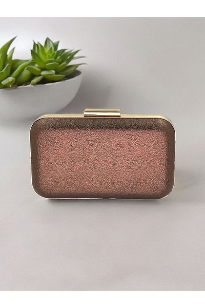 MidStore Copper Color Crystal Patterned Evening Dress Bag Evening Bag Wedding Engagement Portfolio