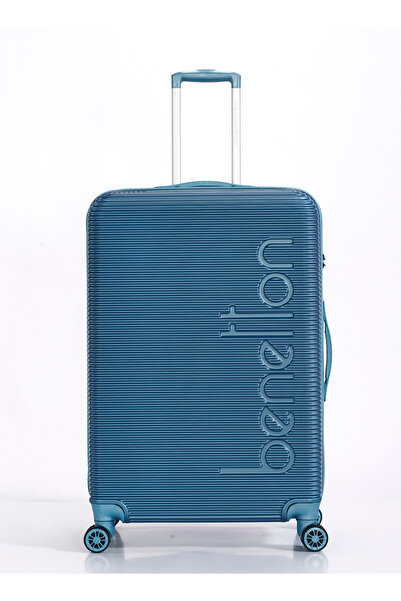 United Colors of Benetton 28" Checked Luggage Trolley, Traveling Bag, Aqua Green