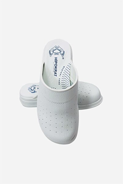 Mert Giyim White Medical Hospital Kitchen Orthopedic Leather Slippers