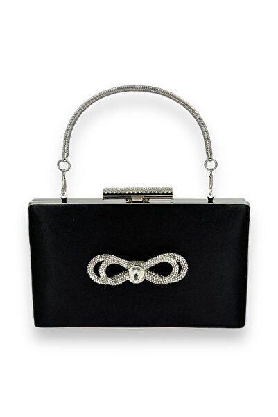 MidStore Black Color Satin Crystal Stone Evening Dress Bag Evening Bag Henna ...