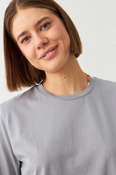 Setre Gray Crew Neck Plain T-Shirt