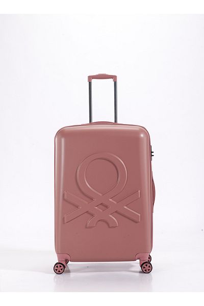 United Colors of Benetton Set of 3 Premium Luggage Trolley, Traveling Bag, Rose Gold