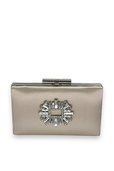 Generic Brand Nude Color Satin Crystal Jewelled Evening Dress Bag Evening Bag...