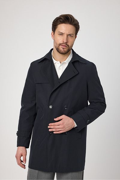 Frappoli Ανοιξιάτικο βαμβακερό ανδρικό μπουφάν Navy Blue - Καμπαρντίνα με διπλό γιακά
