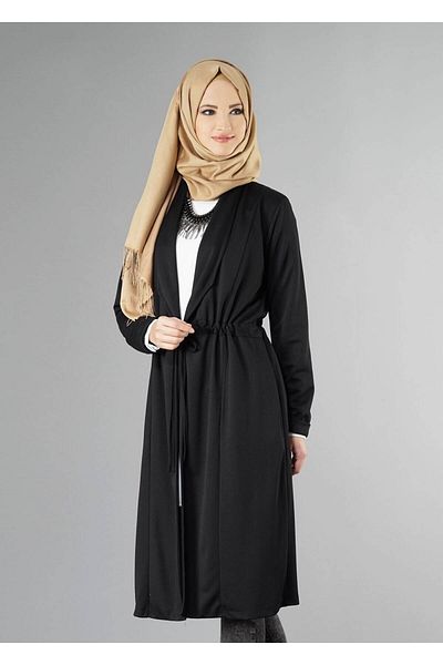 TRENDTESETTÜR Γυναικεία Μαύρη Ζακέτα με Συγκεντρωμένη Μέση 25504