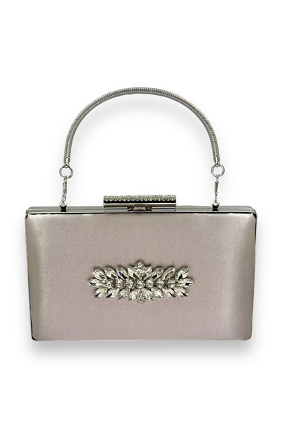 Generic Brand Mink Color Handle Satin Crystal Stone Evening Dress Bag Evening...