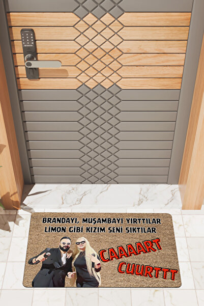Rugmood Modern Dijtal Baskı Caart Curtt Kapı Önü Paspası