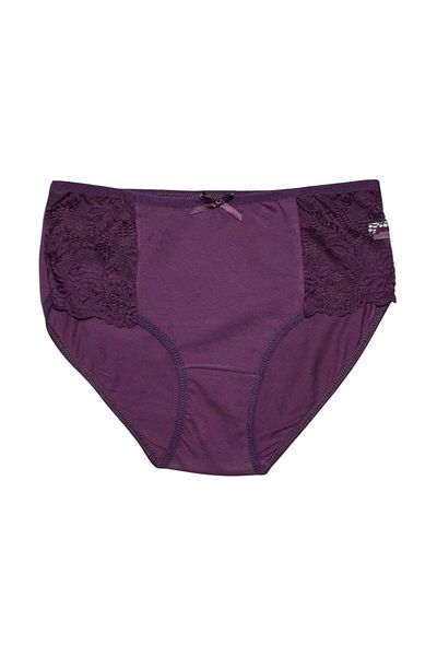 Gizli Butik Pachet de 6 chiloți de damă din bumbac lateral din dantelă cu fundă mov