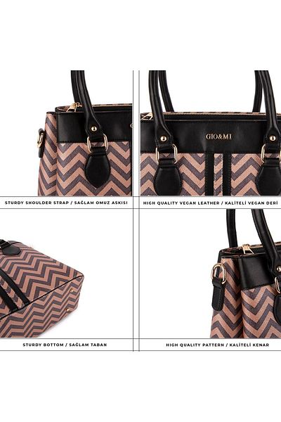 gio&mi Powder Zigzag Elvin Shoulder and Hand Bag