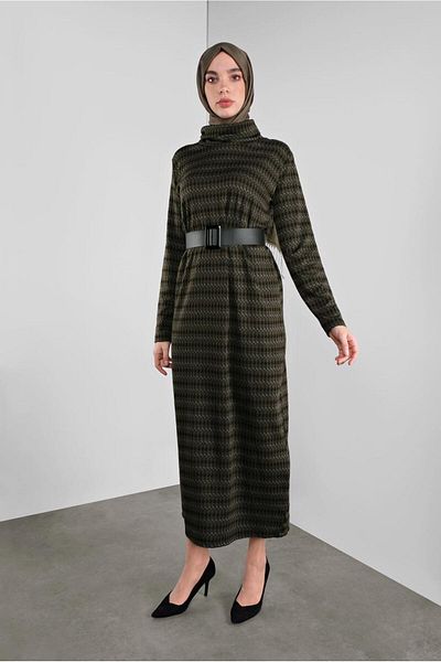 TRENDTESETTÜR Γυναικείο φόρεμα με πράσινο λαιμόκοψη 7746