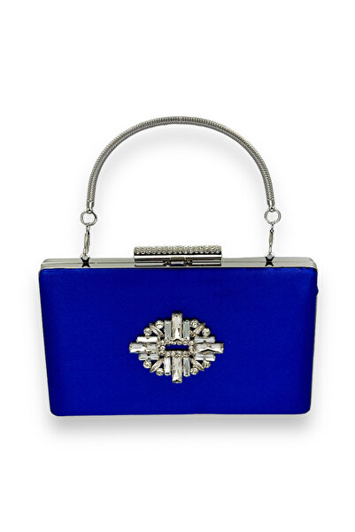 MidStore Cobalt Blue Colors Satin Crystal Stone Evening Dress Bag Evening Bag...