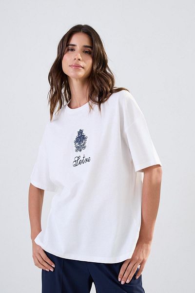 Setre Βασικό T-Shirt με λογότυπο Ecru Setre