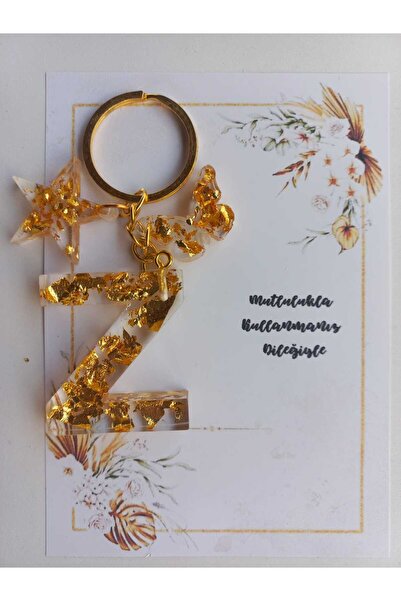 demirbasavm سلسلة مفاتيح مصنوعة يدويًا بحروف Epoxy Z