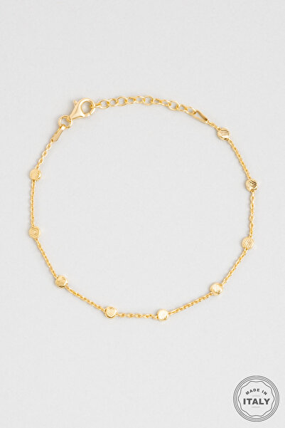 So CHIC... İtalyan 18 Ayar Sarı Altın Kaplama 19 Cm Gümüş Bileklik