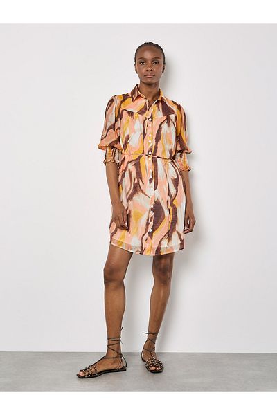 Apricot Shirt Minikleid Painterly Swirls