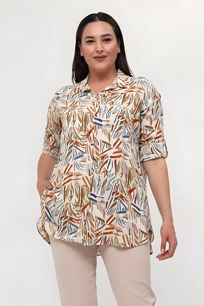 Hanezza Tunica din viscoza cu model: Confortul marimii plus se întâlnește cu eleganță