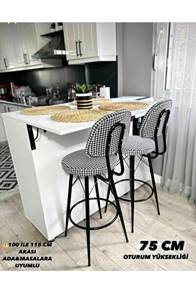 The SANDALYE SHOP Yeni, Dolce Bar Sandalyesi 75 Cm Kazayağı Kumaş Döşeme.100 Cm Ve Üzeri Ada&masalar Ile Uyumlu