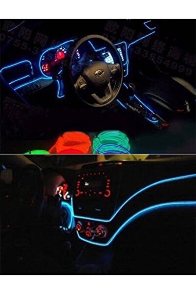 DKELEKTRONİK araç içi torpido ip neon buz mavi