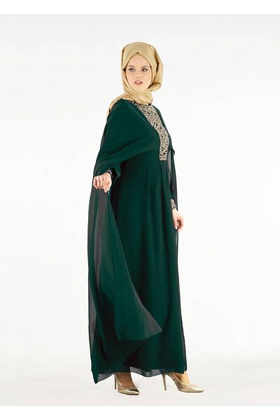 TRENDTESETTÜR Γυναικείο Πράσινο (SMARAGD) T 15525 Fy Collection- Κεντημένο βραδινό φόρεμα