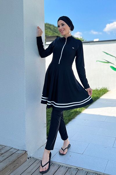 Remsa Mayo Lycra Full Covered Hijab Μαγιό Mark 4545 Μαύρο