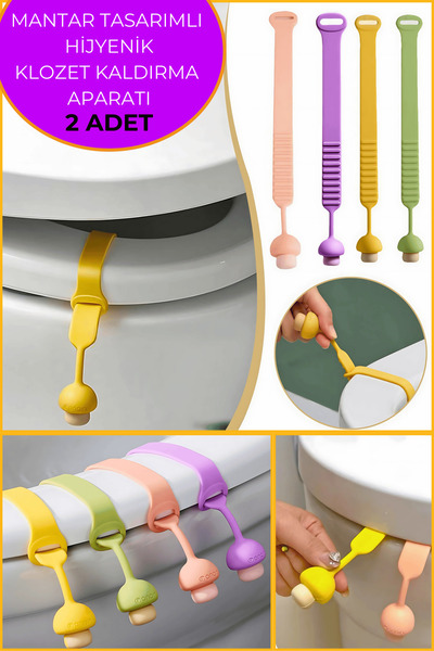 Kinlee Hijyenik Klozet Kapağı Kaldırma Aparatı - 2'li Set Mantar Tasarımı