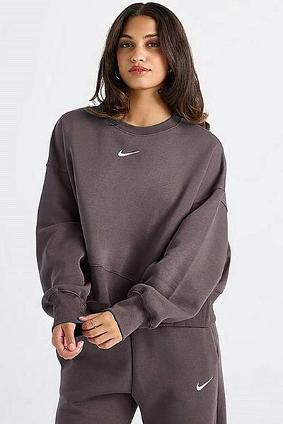 Nike Дамски суитшърт Sportswear Essential Collection Fleece Oversized, кафяв