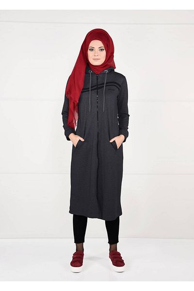 TRENDTESETTÜR Γυναικείο γκρι (SMOKED) Αθλητικό μπουφάν με φερμουάρ μπροστά 4151