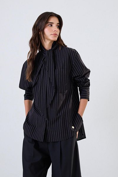 Setre Cămașă cu mânecă lungă cu dungi negre - Halter Neck