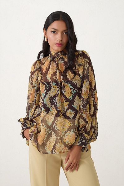 Setre Yellow Relaxed Cut Patterned Blouse