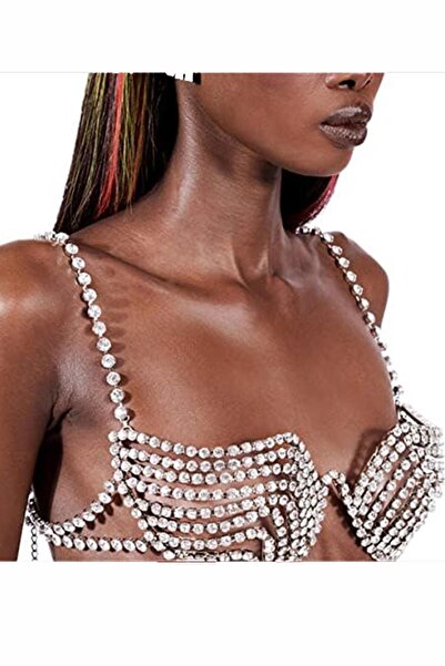 TAKIŞTIR Gümüş Renk Taşlı Göğüs Aksesuarı