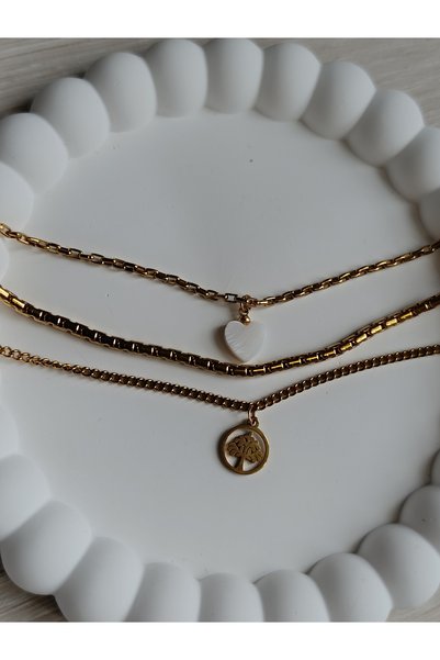 PileaD Triple Tree of Life Heart Gold Steel Bracelet Guaranteed