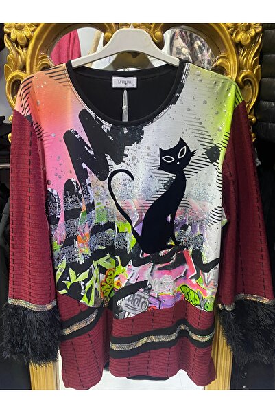 Butik Ayseba Kadın Pullu Desenli Özel Tasarım Triko Kazak