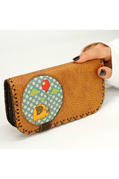 HOODİEMOUSE Fil Figürlü Büyük Cüzdan Etnik Bohem Retro Vintage Style  - HARDAL