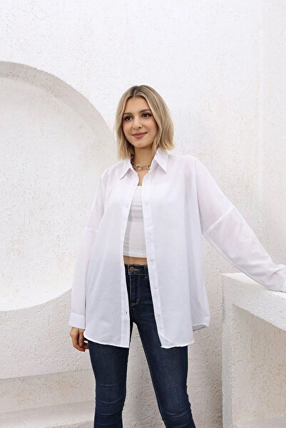 FATELLA Kadın Beyaz Gömlek Oversize