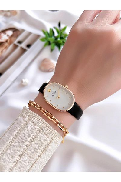 Coliseum Vintage Leather Band Women's Wrist Watch and Bracelet Set - Cl8104.Bm4