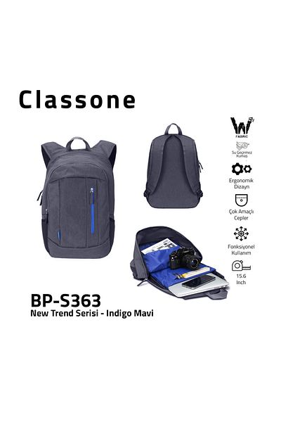 Classone Bp-s363 New Trend 15.6 بوصة متوافق مع الكمبيوتر المحمول، حقيبة ظهر للكمبيوتر المحمول - أزرق