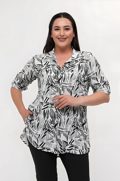 Hanezza Patterned Viscose Tunic: Plus Size Comfort Meets Elegance