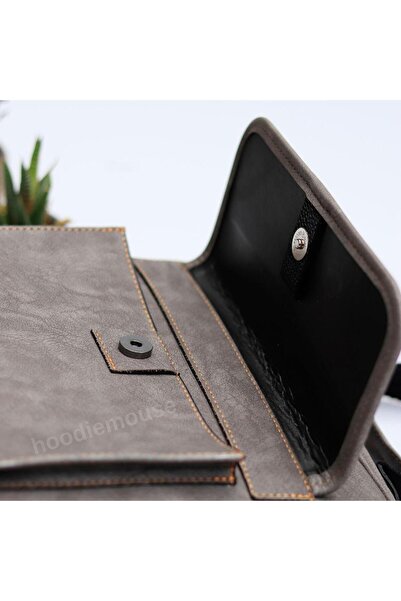 HOODİEMOUSE Charlie Chaplin Figured Unisex Bag Both Back and Cross and Ethnic Bohemian Style - Gray