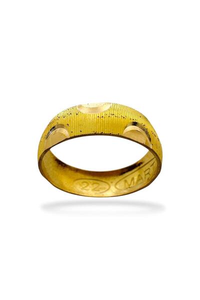 MaGold 22 Ayar Altın 6 mm Kumlu Hilal Çok Şık Alyans Yüzük