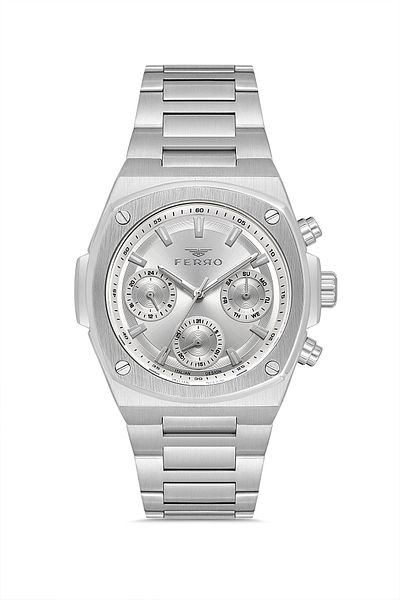 FERRO Silver Steel Band Men's Wrist Watch Fm11555Awt-A
