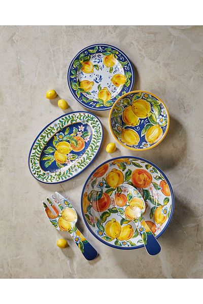 CHIARA ALESSI Capri Blue Melamine Breakfast Plate 23 Cm