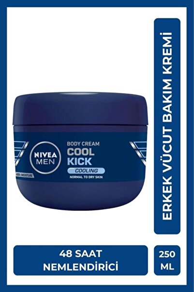 NIVEA Men Erkek Vücut Bakım Kremi Cool Kick 250ml, 48 Saat Nemlendirici, Normal Ve Kuru Cilt, Ferahlatıcı
