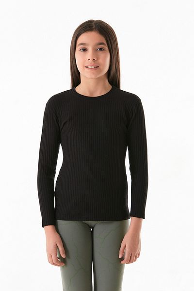Fulla Moda Ribbed Girl's Bodysuit - Crew Neck