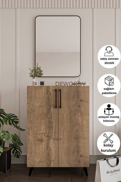 DEWOODY Ayakkabılık 4 Bölmeli Kulplu Ayakkabılık Çok Amaçlı Dolap