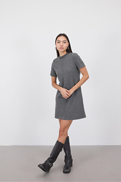 Addax Ön Dikiş Detaylı Yumuşak Dokulu Mini Elbise E90810-İ6