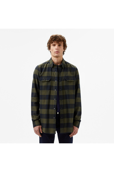 Lacoste Erkek Slim Fit Ekose Yeşil Gömlek