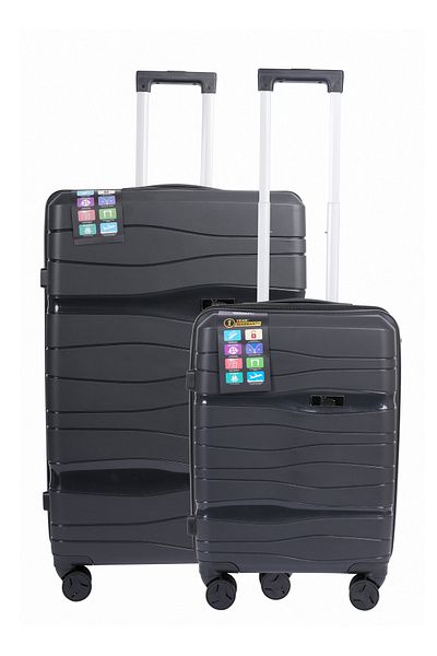 Mnuk Viajero Set of 2 Luggage | Hardside Trolley | 20/28 Black