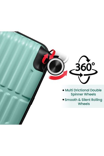 Mnuk Destiny Checked Luggage | Hardside Trolley | 24 Pista Green