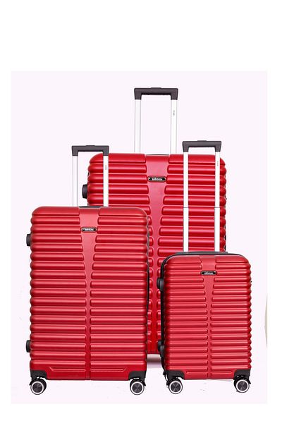 Mnuk Destiny Set of 3 Luggage | Hardside Trolley | 20/24/28 Red